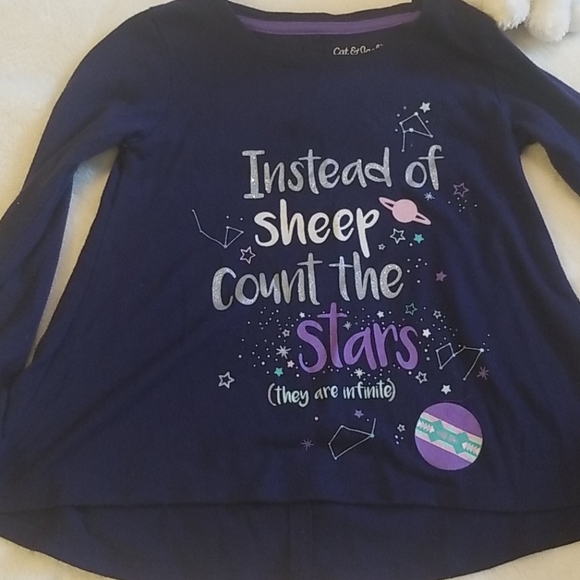 Girl's Galaxy Pajama Set Long Sleeves XS 4/5 - Picture 3 of 5